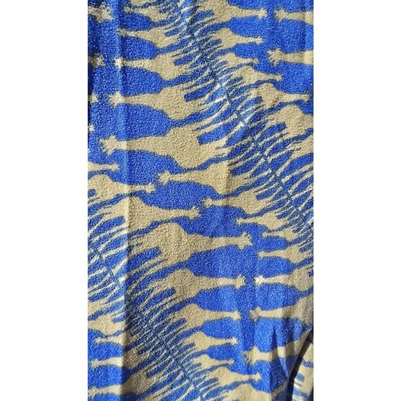 LuLaRoe Leggings Womens One Size Blue Tan Giraffes Print Soft Yoga Waist Stretch - Picture 2 of 7
